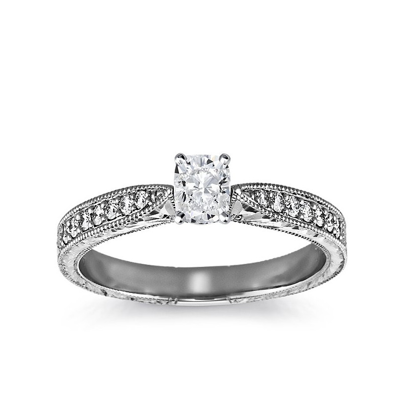 The Queen Diamond - 0,40 ct diament centralny + 0,48 ct kamienie boczne Pierścionek z diamentem z białego złota