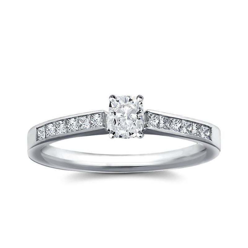 The Queen Diamond - 0,50 ct diament centralny + 0,60 ct kamienie boczne Pierścionek z diamentem z białego złota