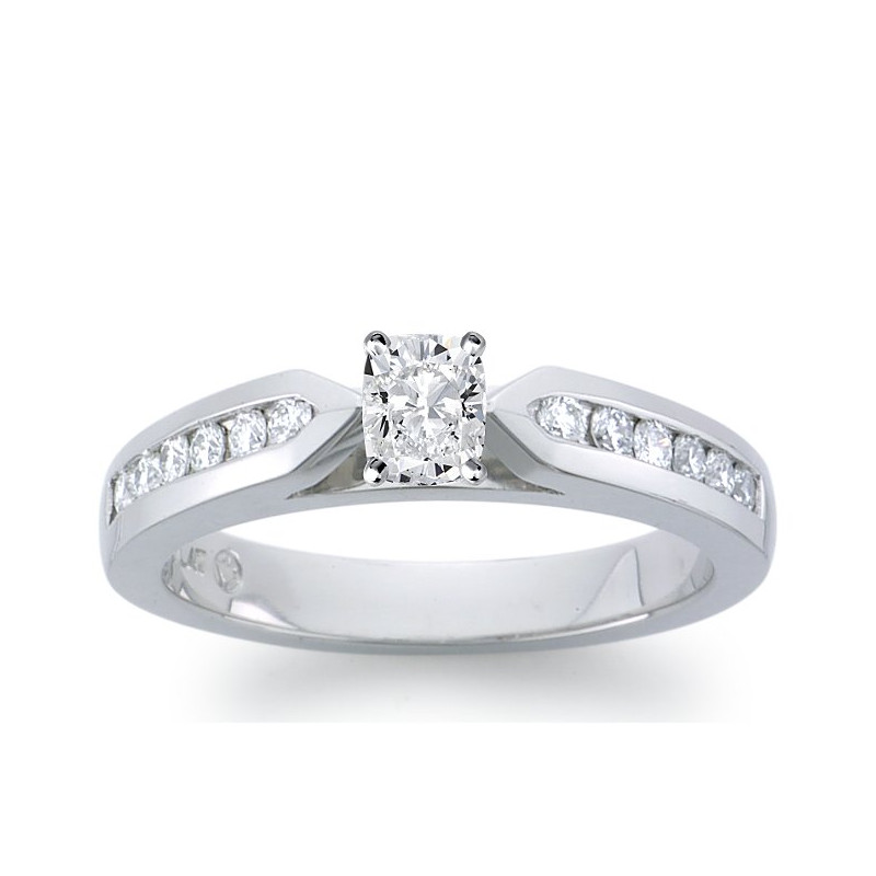 The Queen Diamond - 0,40 ct diament centralny + 0,60 ct kamienie boczne Pierścionek z diamentem z białego złota