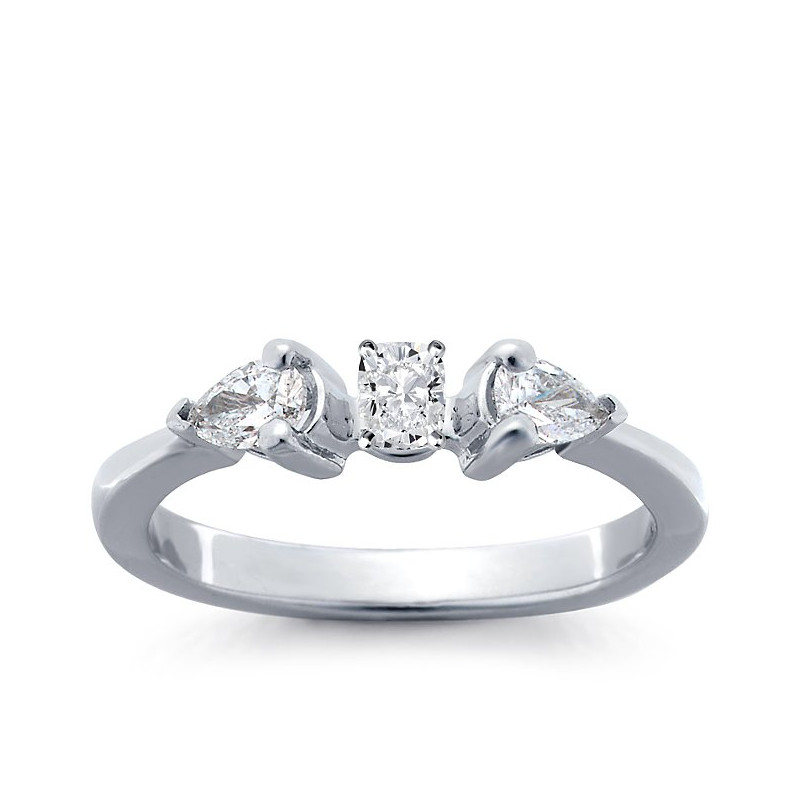 The Queen Diamond - 0,30 ct diament centralny + 0,30 ct kamienie boczne Pierścionek z diamentem z białego złota