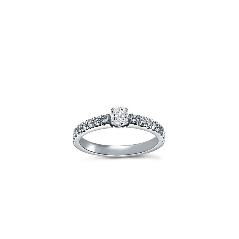 The Queen Diamond - 0,30 ct diament centralny + 0,60 ct kamienie boczne Pierścionek z diamentem z białego złota