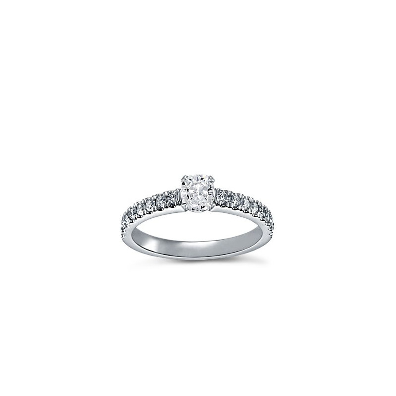 The Queen Diamond - 0,40 ct diament centralny + 0,60 ct kamienie boczne Pierścionek z diamentem z białego złota