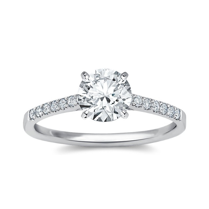 The Queen Diamond - 1,50 ct diament centralny + 0,42 ct kamienie boczne Pierścionek z diamentem z białego złota