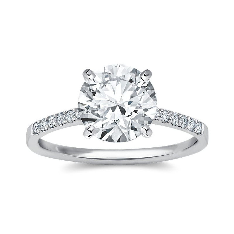 The Queen Diamond - 3,00 ct diament centralny + 0,42 ct kamienie boczne Pierścionek z diamentem z białego złota