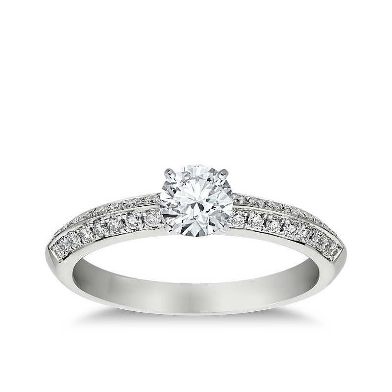 The Queen Diamond - 0,50 ct diament centralny + 0,64 ct kamienie boczne Pierścionek z diamentem z białego złota