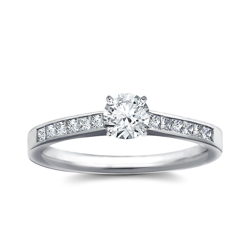 The Queen Diamond - 0,40 ct diament centralny + 0,60 ct kamienie boczne Pierścionek z diamentem z białego złota