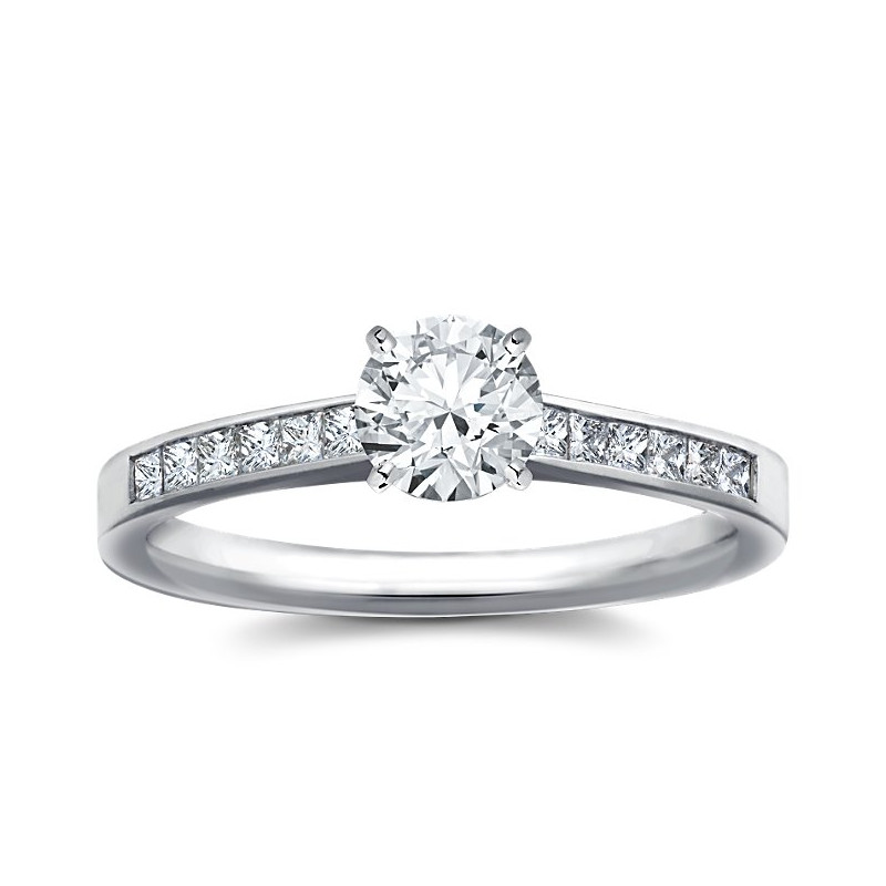 The Queen Diamond - 0,70 ct diament centralny + 0,60 ct kamienie boczne Pierścionek z diamentem z białego złota