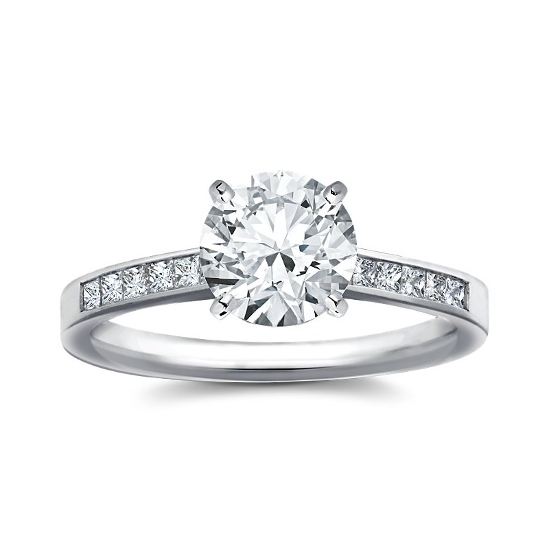 The Queen Diamond - 2,00 ct diament centralny + 0,60 ct kamienie boczne Pierścionek z diamentem z białego złota