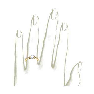 The Queen Diamond -  diament centralny + 0,48 ct kamienie boczne Pierścionek z diamentem z żółtego złota