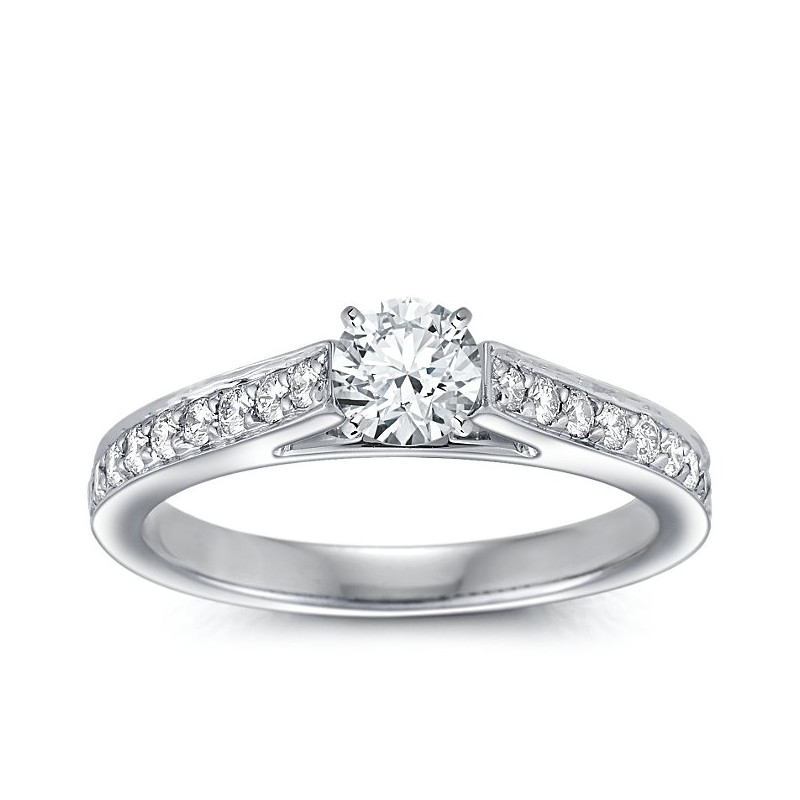 The Queen Diamond - 0,30 ct diament centralny + 0,64 ct kamienie boczne Pierścionek z diamentem z białego złota