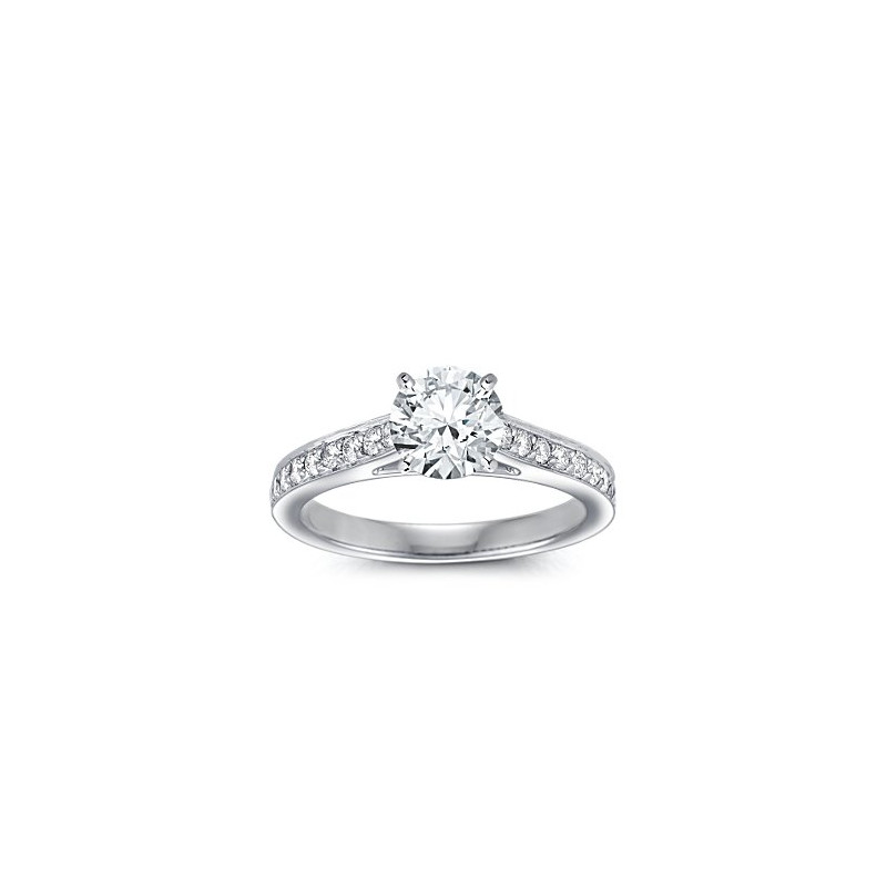 The Queen Diamond - 1,50 ct diament centralny + 0,64 ct kamienie boczne Pierścionek z diamentem z białego złota