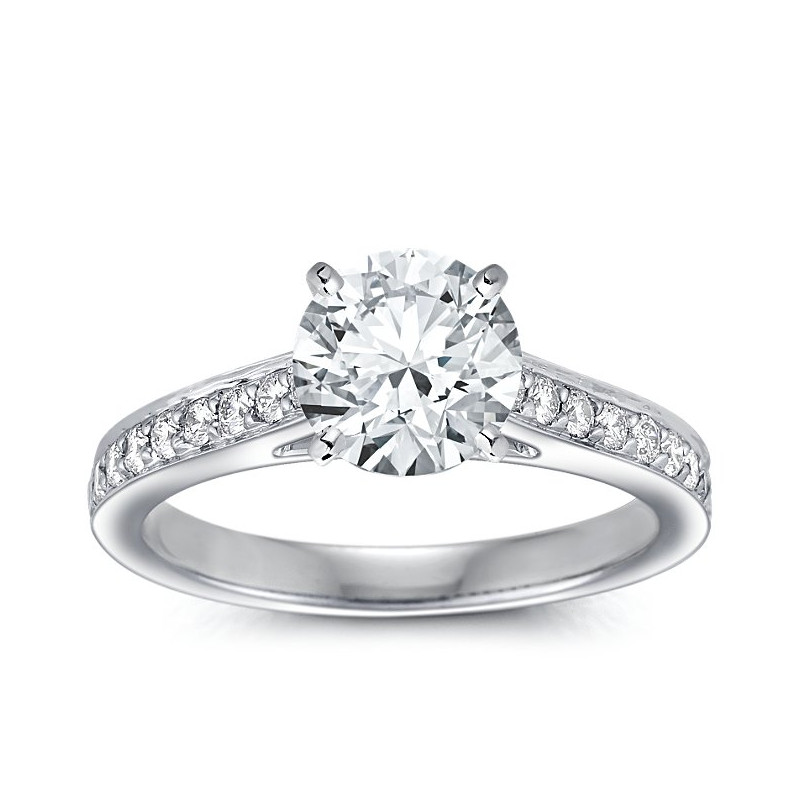 The Queen Diamond - 2,00 ct diament centralny + 0,64 ct kamienie boczne Pierścionek z diamentem z białego złota