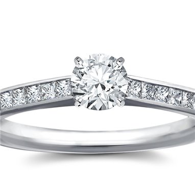 The Queen Diamond - diament centralny + 0,60 ct kamienie boczne Pierścionek z diamentem z białego złota