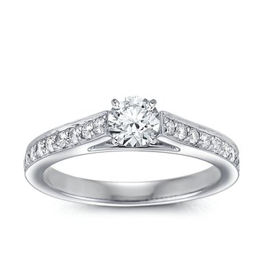 The Queen Diamond - diament centralny + 0,64 ct kamienie boczne Pierścionek z diamentem z białego złota