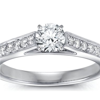 The Queen Diamond - diament centralny + 0,64 ct kamienie boczne Pierścionek z diamentem z białego złota