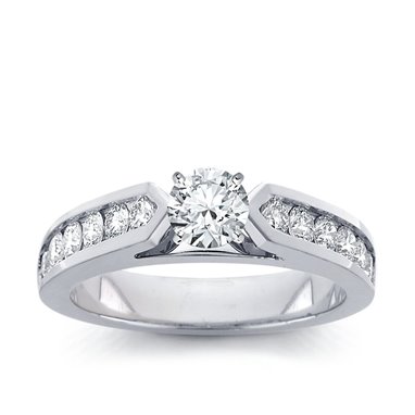 The Queen Diamond - diament centralny + 0,48 ct kamienie boczne Pierścionek z diamentem z białego złota