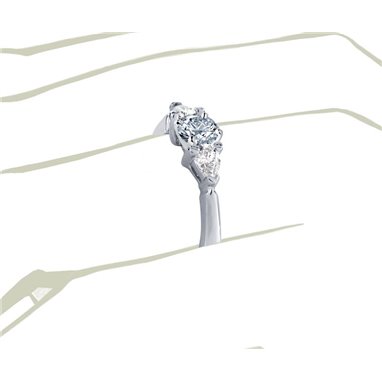 The Queen Diamond - diament centralny + 0,30 ct kamienie boczne Pierścionek z diamentem z białego złota