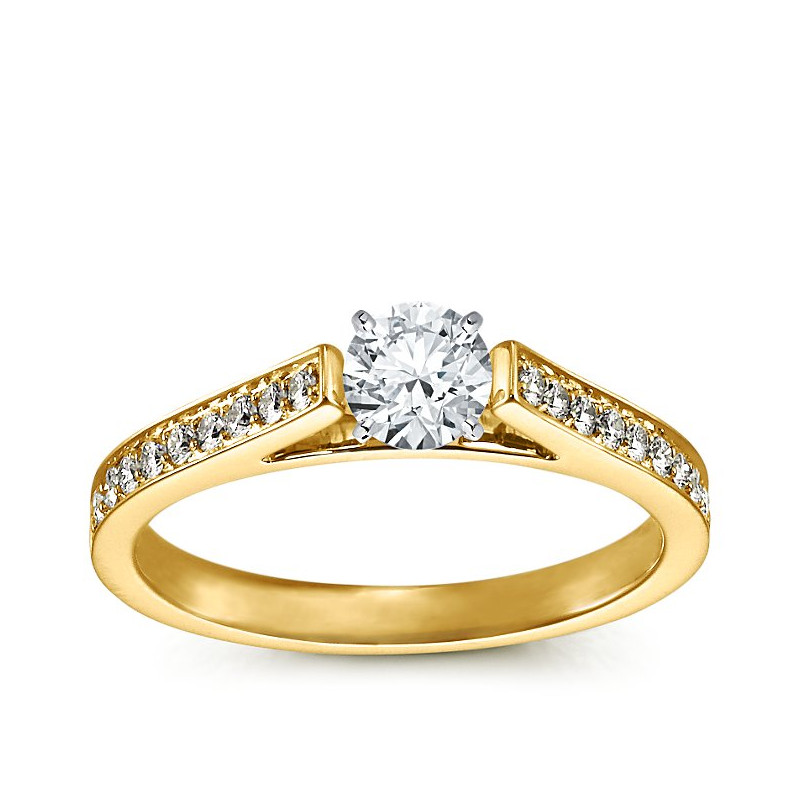 The Queen Diamond - 0,30 ct  diament centralny + 0,48 ct kamienie boczne Pierścionek z diamentem z żółtego złota