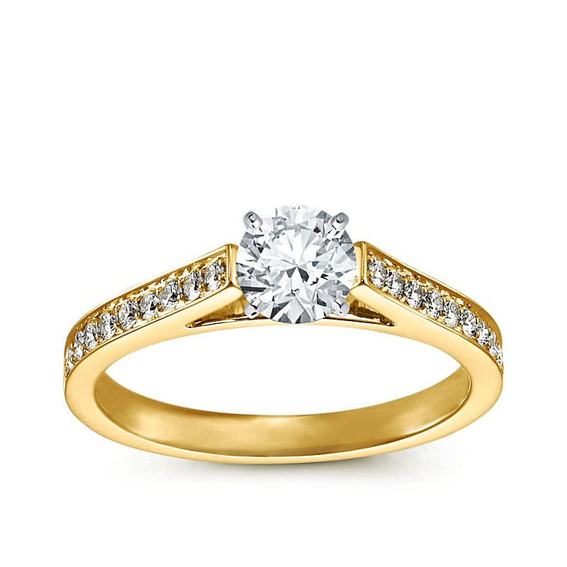 The Queen Diamond - 0,70 ct  diament centralny + 0,48 ct kamienie boczne Pierścionek z diamentem z żółtego złota