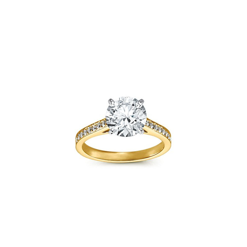 The Queen Diamond - 2,50 ct  diament centralny + 0,48 ct kamienie boczne Pierścionek z diamentem z żółtego złota