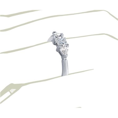 The Queen Diamond - 0,20 ct diament centralny + 0,30 ct kamienie boczne Pierścionek z diamentem z białego złota