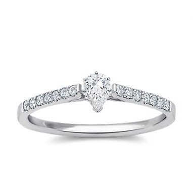 The Queen Diamond - 0,20 ct diament centralny + 0,42 ct kamienie boczne Pierścionek z diamentem z białego złota