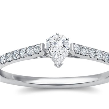 The Queen Diamond - 0,20 ct diament centralny + 0,42 ct kamienie boczne Pierścionek z diamentem z białego złota