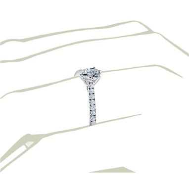 The Queen Diamond - 0,20 ct diament centralny + 0,42 ct kamienie boczne Pierścionek z diamentem z białego złota