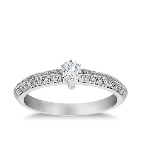 The Queen Diamond - 0,20 ct diament centralny + 0,64 ct kamienie boczne Pierścionek z diamentem z białego złota