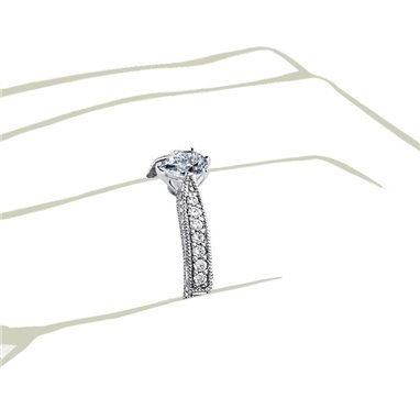 The Queen Diamond - 0,20 ct diament centralny + 0,48 ct kamienie boczne Pierścionek z diamentem z białego złota