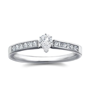 The Queen Diamond - 0,20 ct diament centralny + 0,60 ct kamienie boczne Pierścionek z diamentem z białego złota