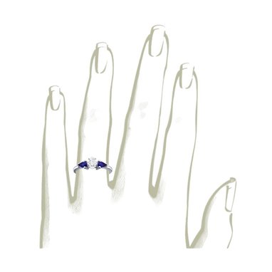 The Queen Diamond - 0,20 ct diament centralny + 0,30 ct kamienie boczne Szafir Pierścionek z diamentem owalnym