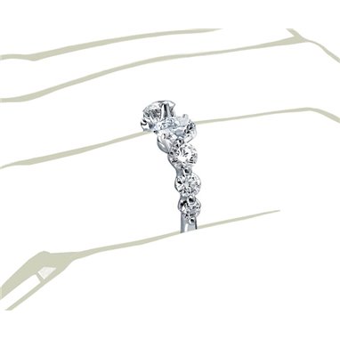 The Queen Diamond - 0,20 ct diament centralny + 0,70 ct kamienie boczne Pierścionek z diamentem owalnym