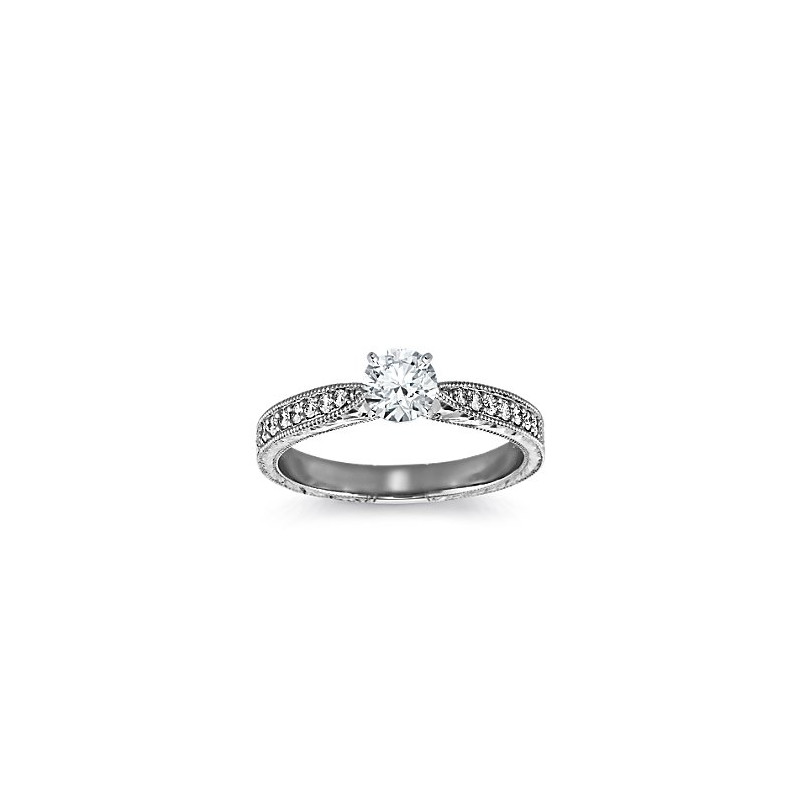 The Queen Diamond - 0,30 ct diament centralny + 0,48 ct kamienie boczne Pierścionek z diamentem z białego złota