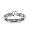 The Queen Diamond - 0,30 ct diament centralny + 0,48 ct kamienie boczne Pierścionek z diamentem z białego złota
