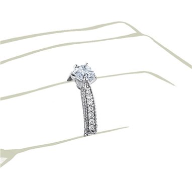 The Queen Diamond - 0,20 ct diament centralny + 0,48 ct boczne Pierścionek z diamentem w kształcie serca