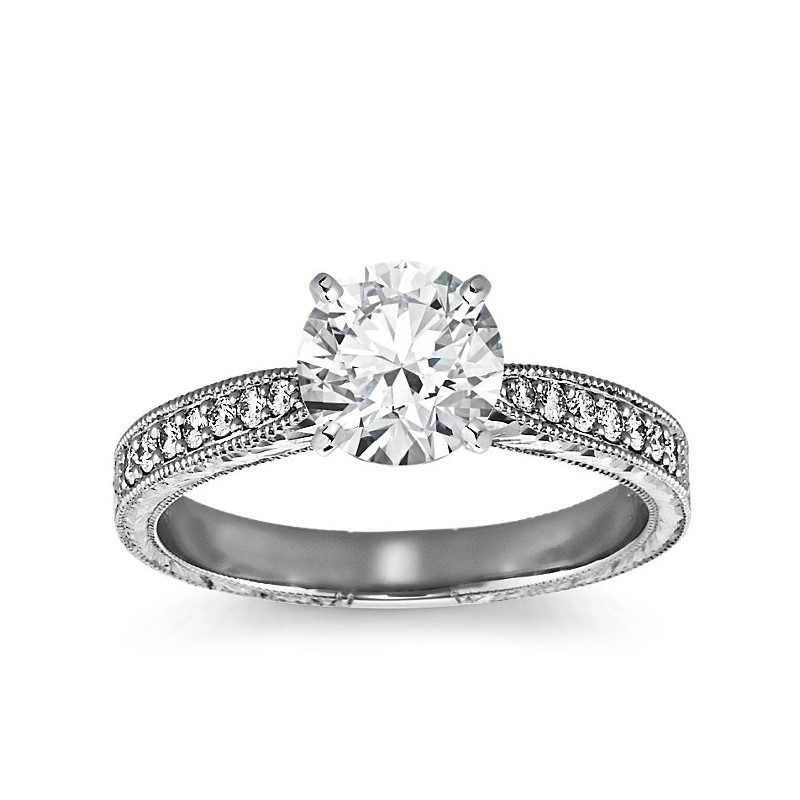 The Queen Diamond - 1,50 ct diament centralny + 0,48 ct kamienie boczne Pierścionek z diamentem z białego złota