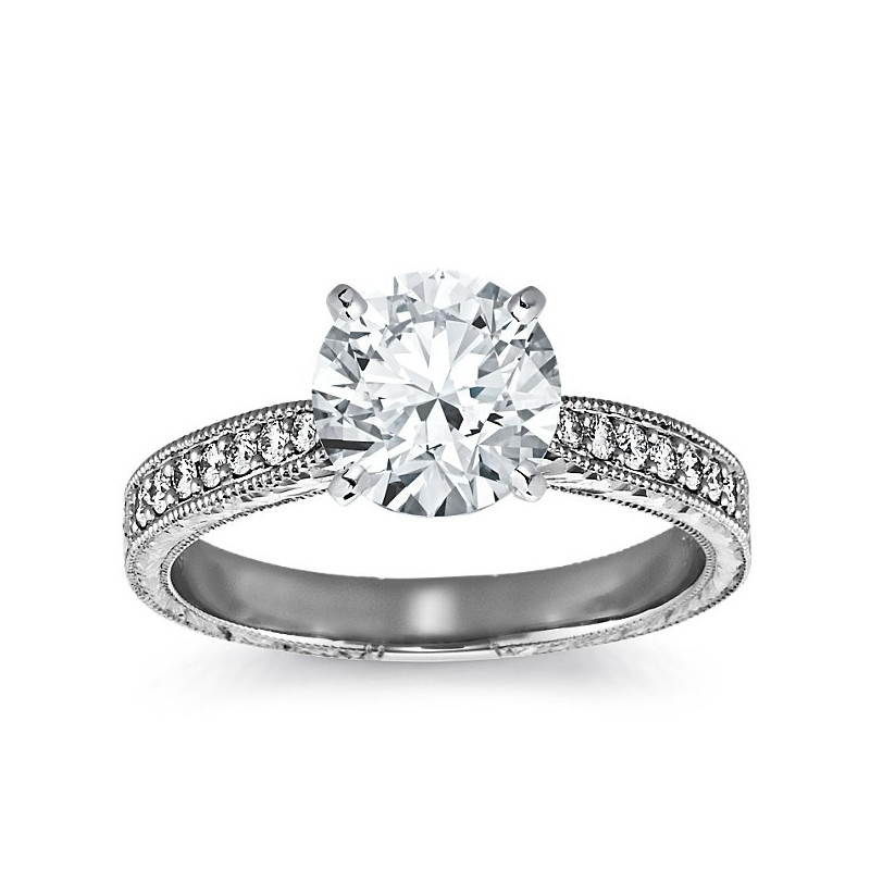 The Queen Diamond - 2,00 ct diament centralny + 0,48 ct kamienie boczne Pierścionek z diamentem z białego złota