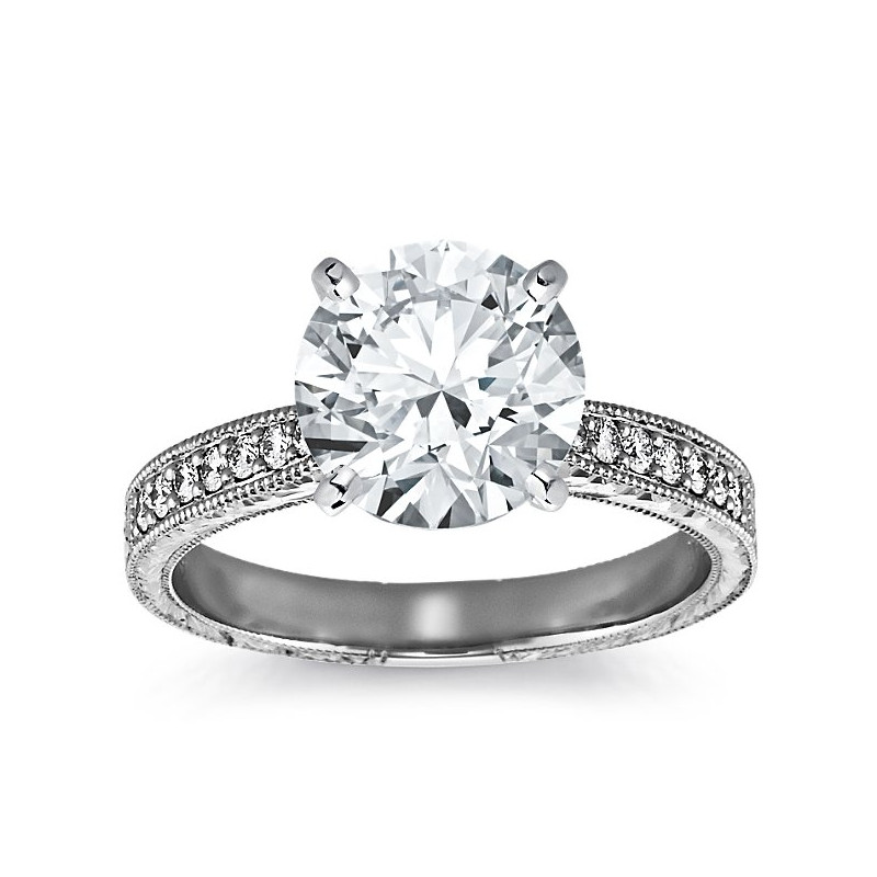 The Queen Diamond - 2,50 ct diament centralny + 0,48 ct kamienie boczne Pierścionek z diamentem z białego złota