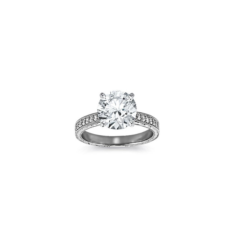The Queen Diamond - 3,00 ct diament centralny + 0,48 ct kamienie boczne Pierścionek z diamentem z białego złota