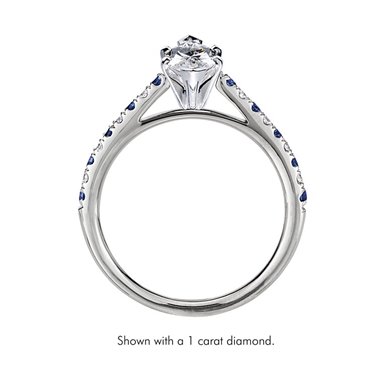 The Queen Diamond - 0,20 ct diament centralny + 0,20 ct kamienie boczne / 0,20 ct Szafir Pierścionek z diamentem z białego złota