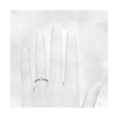 The Queen Diamond - 0,20 ct diament centralny + 0,64 ct kamienie boczne Pierścionek z diamentem z białego złota