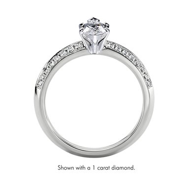 The Queen Diamond - 0,20 ct diament centralny + 0,64 ct kamienie boczne Pierścionek z diamentem z białego złota