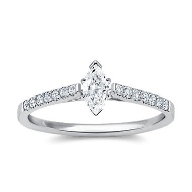 The Queen Diamond - 0,20 ct diament centralny + 0,42 ct kamienie boczne Pierścionek z diamentem z białego złota