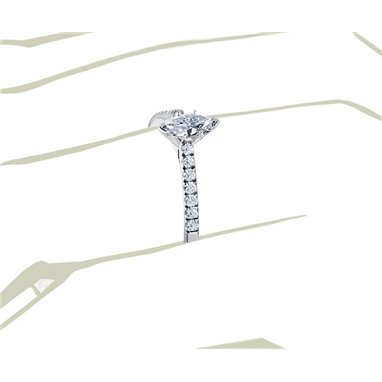 The Queen Diamond - 0,20 ct diament centralny + 0,42 ct kamienie boczne Pierścionek z diamentem z białego złota