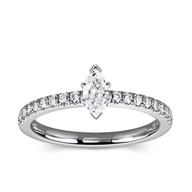 The Queen Diamond - 0,20 ct diament centralny + 0,36 ct kamienie boczne Pierścionek z diamentem z białego złota