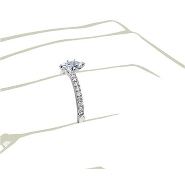 The Queen Diamond - 0,20 ct diament centralny + 0,36 ct kamienie boczne Pierścionek z diamentem z białego złota