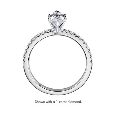 The Queen Diamond - 0,20 ct diament centralny + 0,36 ct kamienie boczne Pierścionek z diamentem z białego złota