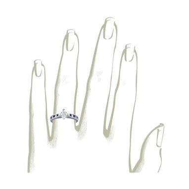 The Queen Diamond - 0,20 ct diament centralny + 0,20 ct kamienie boczne / 0,20 ct Szafir Pierścionek z diamentem z białego złota