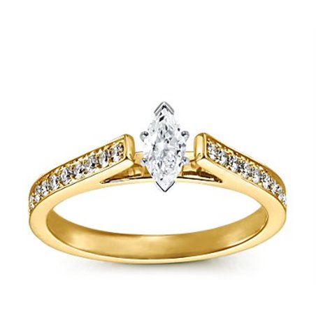 The Queen Diamond - 0,20 ct diament centralny + 0,48 ct kamienie boczne Pierścionek z diamentem z żółtego złota